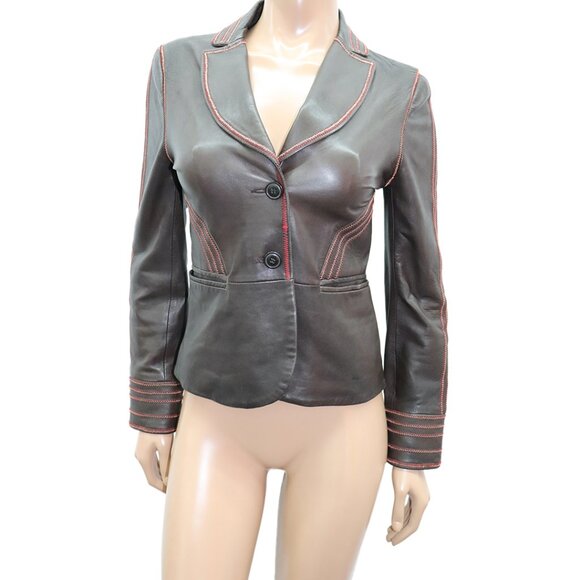 Tristan & Iseut Vintage-Inspired Brown Leather Blazer Soft Leather Jacket Size M - Picture 1 of 5